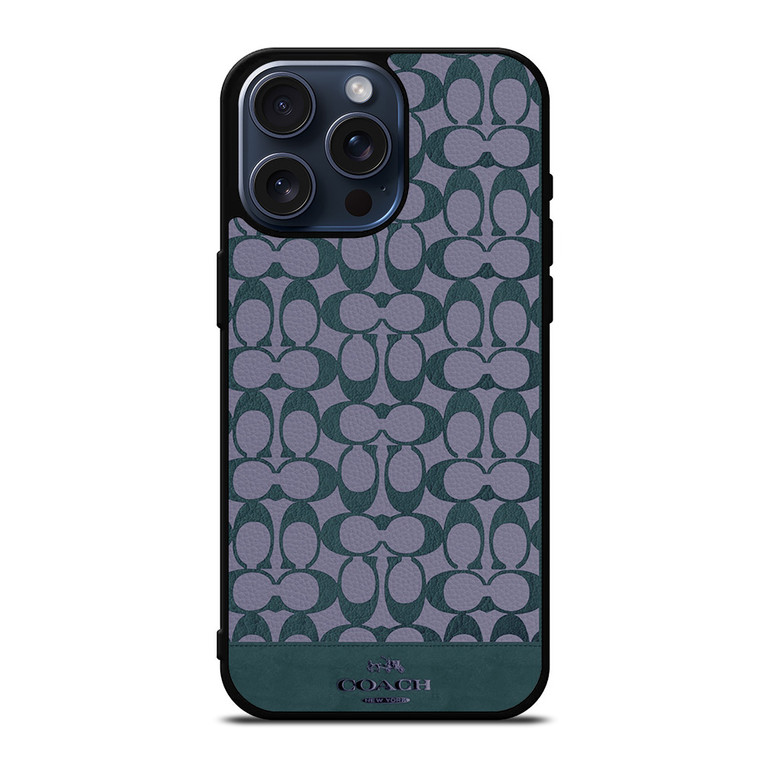 COACH NEW YORK LOGO PATTERN GREEN EMBLEM iPhone 15 Pro Max Case Cover