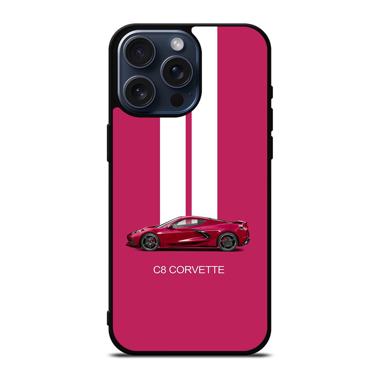 CORVETTE CAR C8 PINK iPhone 15 Pro Max Case Cover