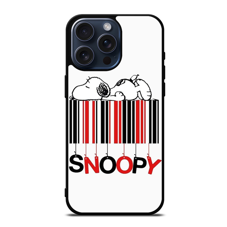 SNOOPY THE PEANUTS CARTOON BARCODE iPhone 15 Pro Max Case Cover
