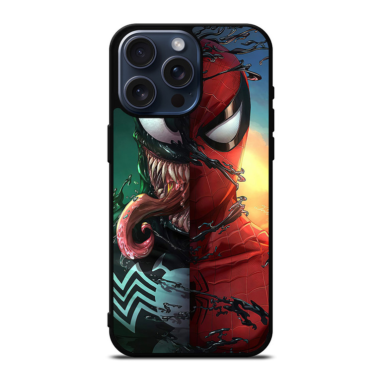 VENOM V SPIDERMAN FACE SUPERHERO MARVEL COMICS iPhone 15 Pro Max Case Cover