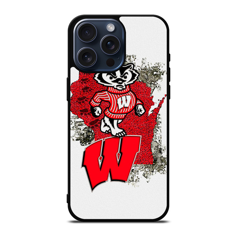 WISCONSIN BADGERS UNIVERSITY FOOTBALL LOGO iPhone 15 Pro Max Case Cover