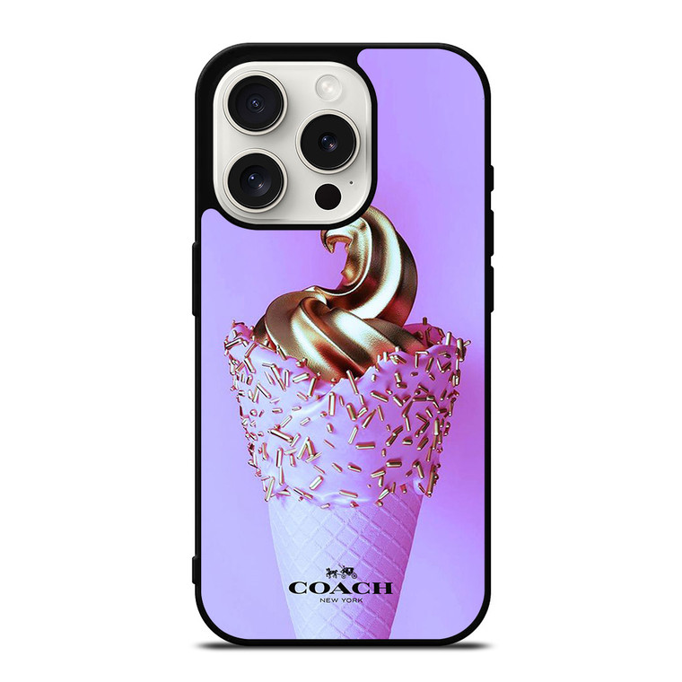 COACH NEW YORK LOGO GOLDEN ICE CREAM ICON iPhone 15 Pro Case Cover