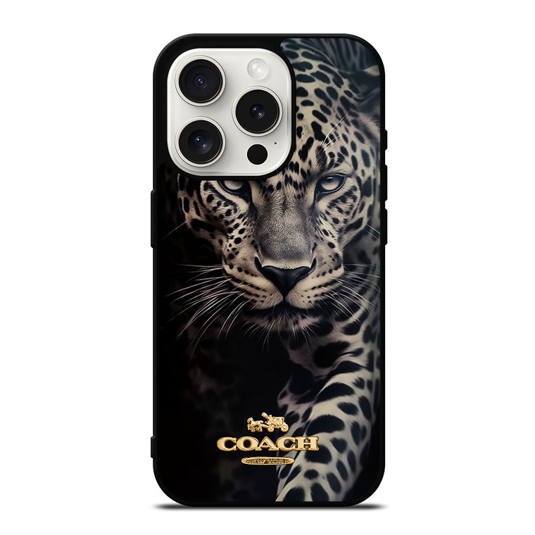 COACH NEW YORK LOGO LEOPARD iPhone 15 Pro Case Cover