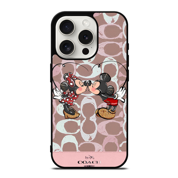 COACH NEW YORK LOGO MICKEY MINNIE MOUSE DISNEY KISS iPhone 15 Pro Case Cover