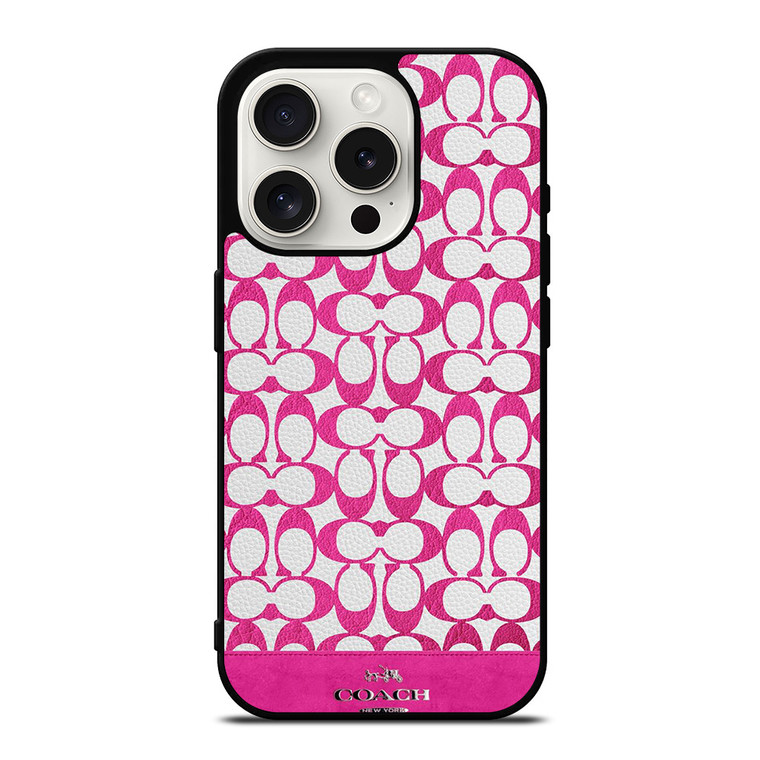 COACH NEW YORK LOGO PATTERN PINK EMBLEM iPhone 15 Pro Case Cover