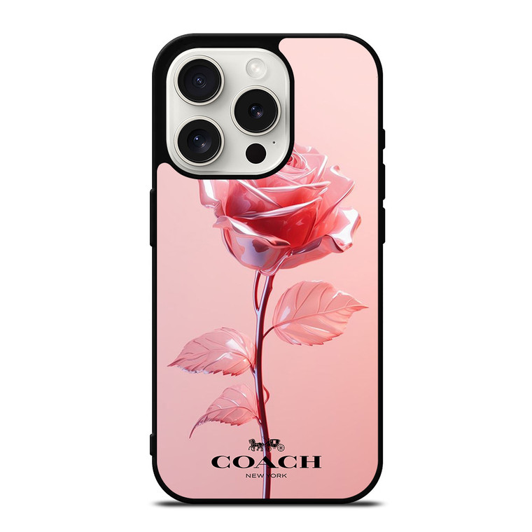 COACH NEW YORK PINK ROSE iPhone 15 Pro Case Cover
