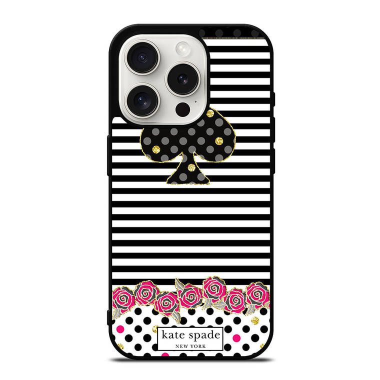 KATE SPADE NEW YORK LOGO STRIPES POLKADOTS iPhone 15 Pro Case Cover