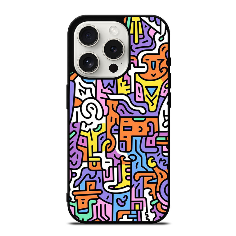 KEITH HARING ART COLORFUL STYLE iPhone 15 Pro Case Cover