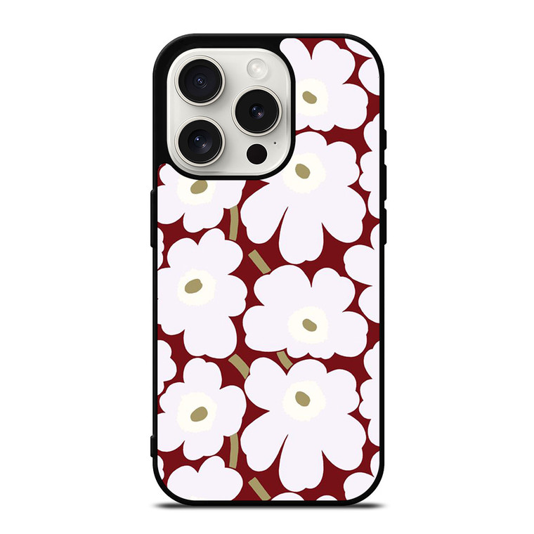 MARIMEKO HERITAGE WHITE RED FLOWER iPhone 15 Pro Case Cover