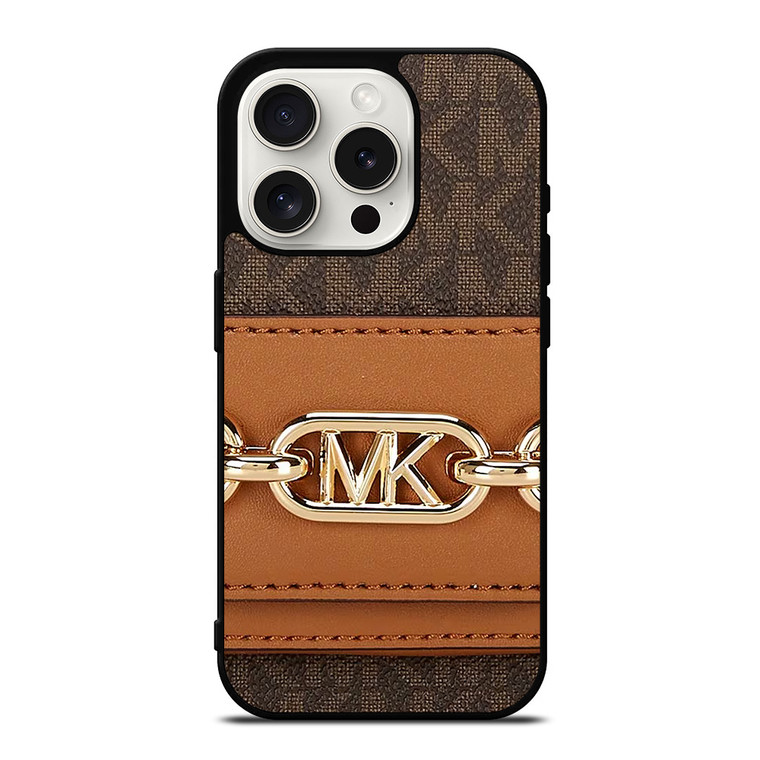 MICHAEL KORS MK LOGO BROWN BAG iPhone 15 Pro Case Cover
