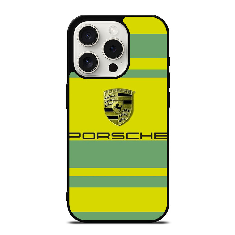 PORSCHE CAR LOGO YELLOW GREEN ICON iPhone 15 Pro Case Cover