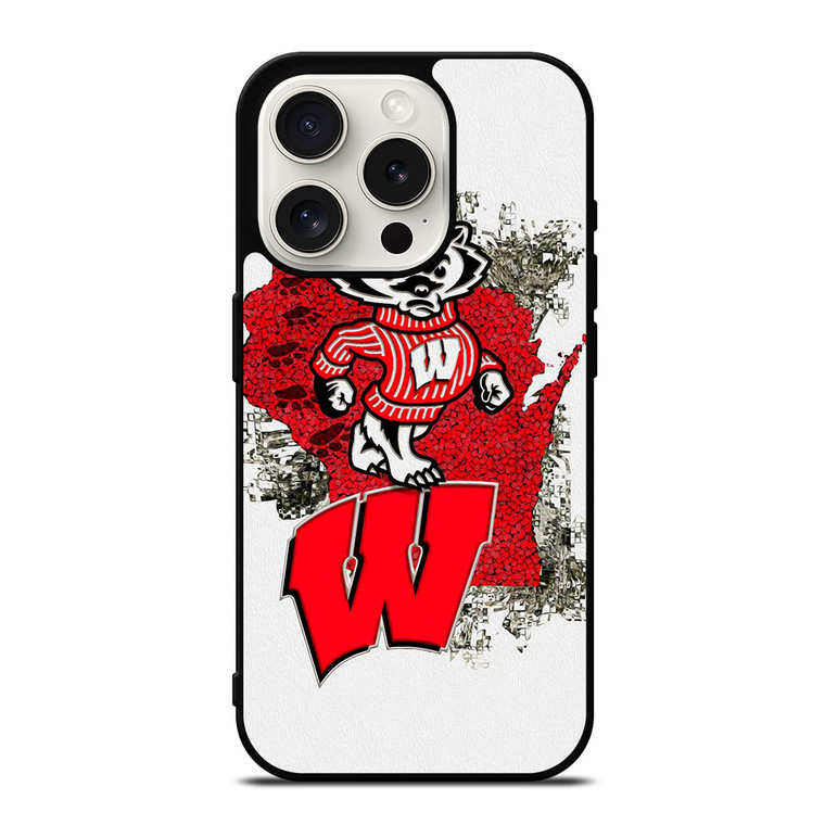 WISCONSIN BADGERS UNIVERSITY FOOTBALL LOGO iPhone 15 Pro Case Cover