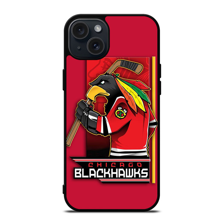 CHICAGO BLACKHAWKS HOCKEY TEAM LOGO MASCOT iPhone 15 Plus Case Cover