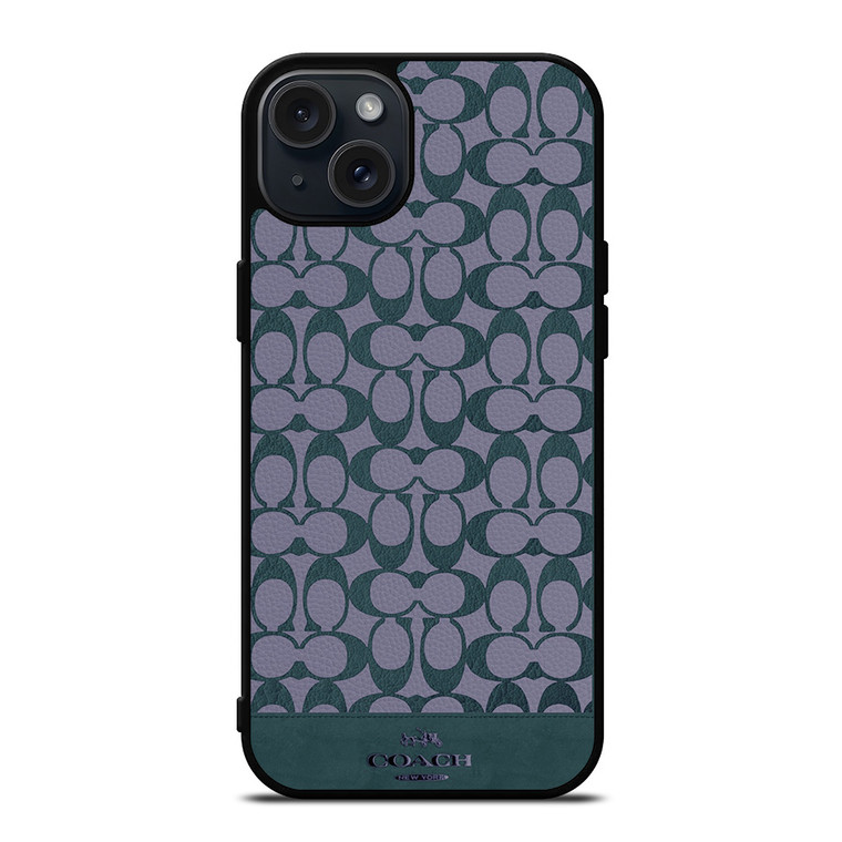 COACH NEW YORK LOGO PATTERN GREEN EMBLEM iPhone 15 Plus Case Cover