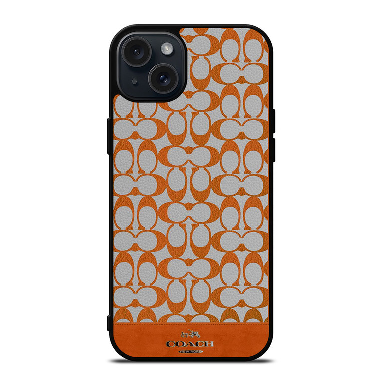 COACH NEW YORK LOGO PATTERN ORANGE EMBLEM iPhone 15 Plus Case Cover