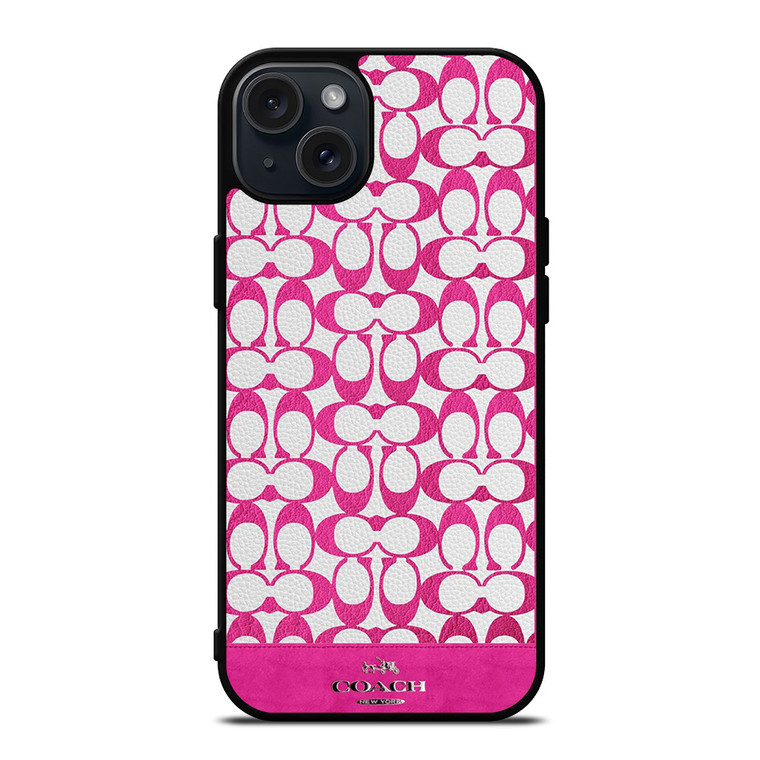 COACH NEW YORK LOGO PATTERN PINK EMBLEM iPhone 15 Plus Case Cover