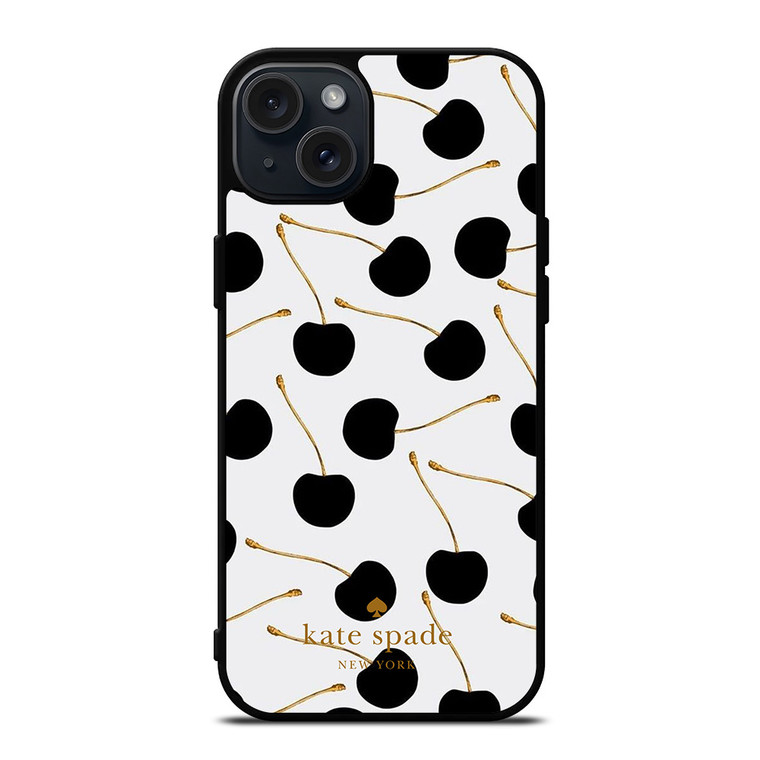 KATE SPADE NEW YORK LOGO BLACK CHERRIES iPhone 15 Plus Case Cover