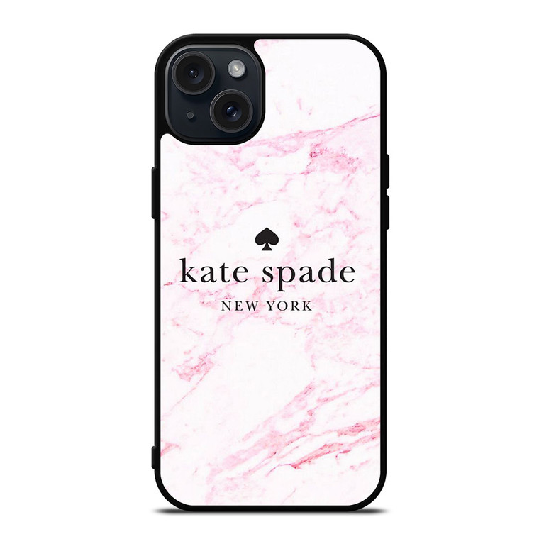 KATE SPADE NEW YORK LOGO PINK MARBLES iPhone 15 Plus Case Cover KATE SPADE NEW YORK LOGO PINK MARBLES iPhone 15 Plus Case Cover