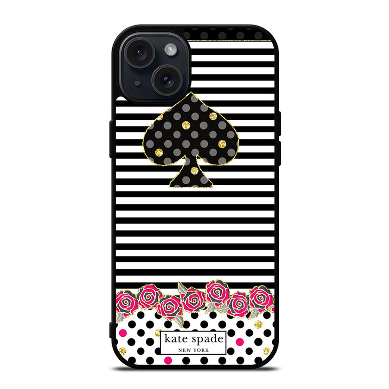 KATE SPADE NEW YORK LOGO STRIPES POLKADOTS iPhone 15 Plus Case Cover