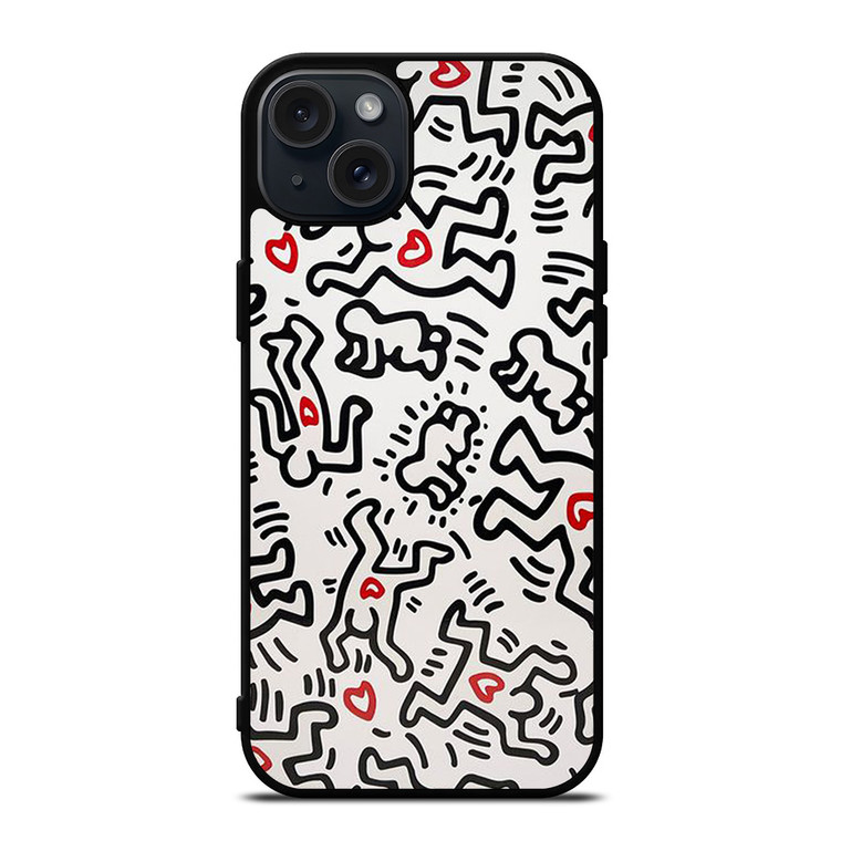 KEITH HARING ART HEART FIGURES iPhone 15 Plus Case Cover