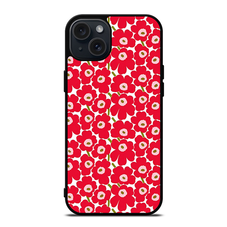 MARIMEKO PATTERN RED POPPY FLOWER iPhone 15 Plus Case Cover