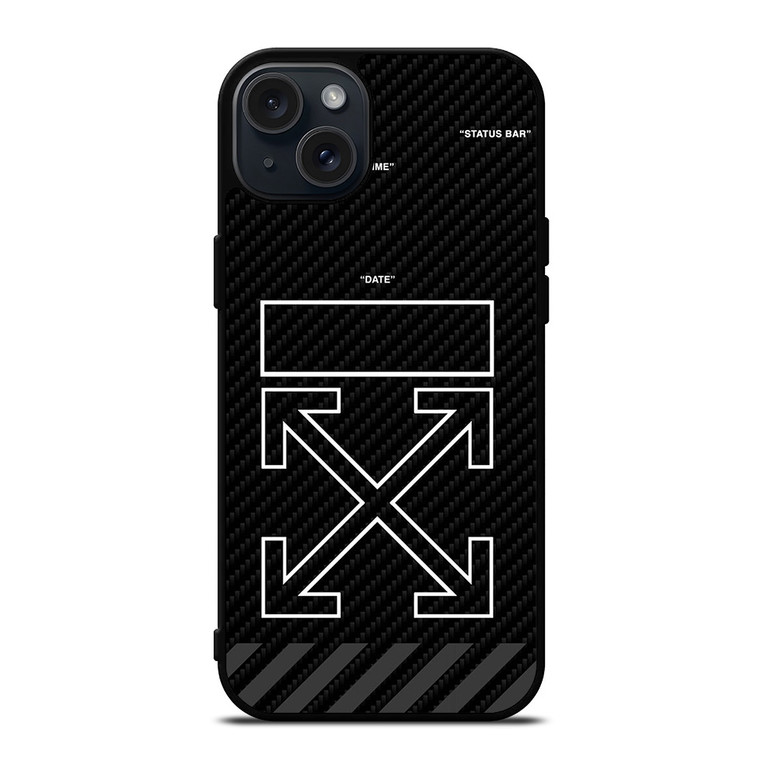OFF WHITE LOGO TIME DATE CARBON iPhone 15 Plus Case Cover