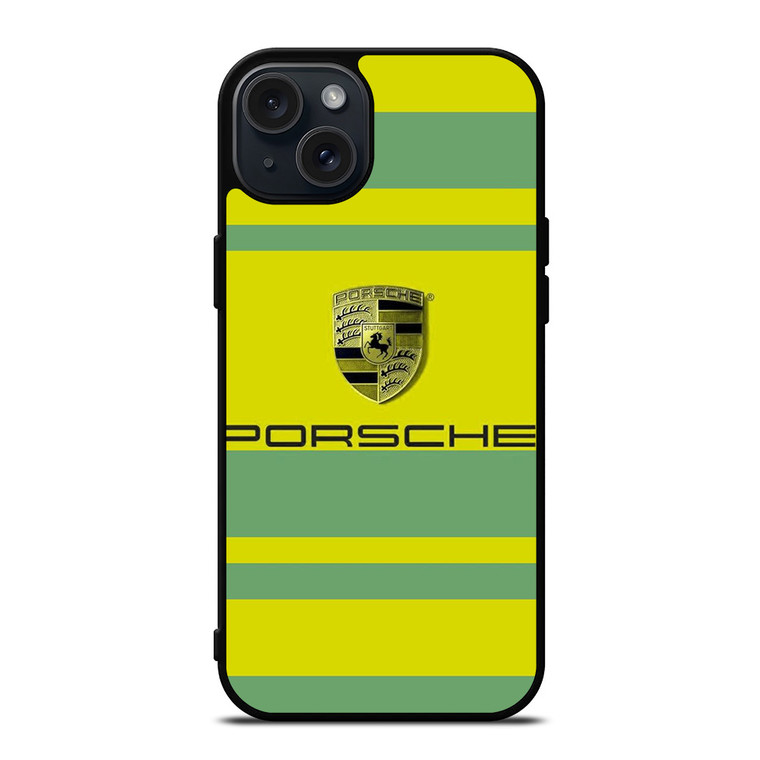 PORSCHE CAR LOGO YELLOW GREEN ICON iPhone 15 Plus Case Cover