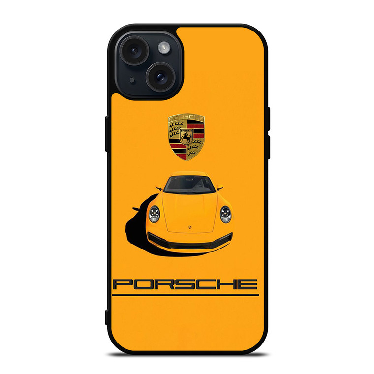 PORSCHE CAR LOGO YELLOW iPhone 15 Plus Case Cover
