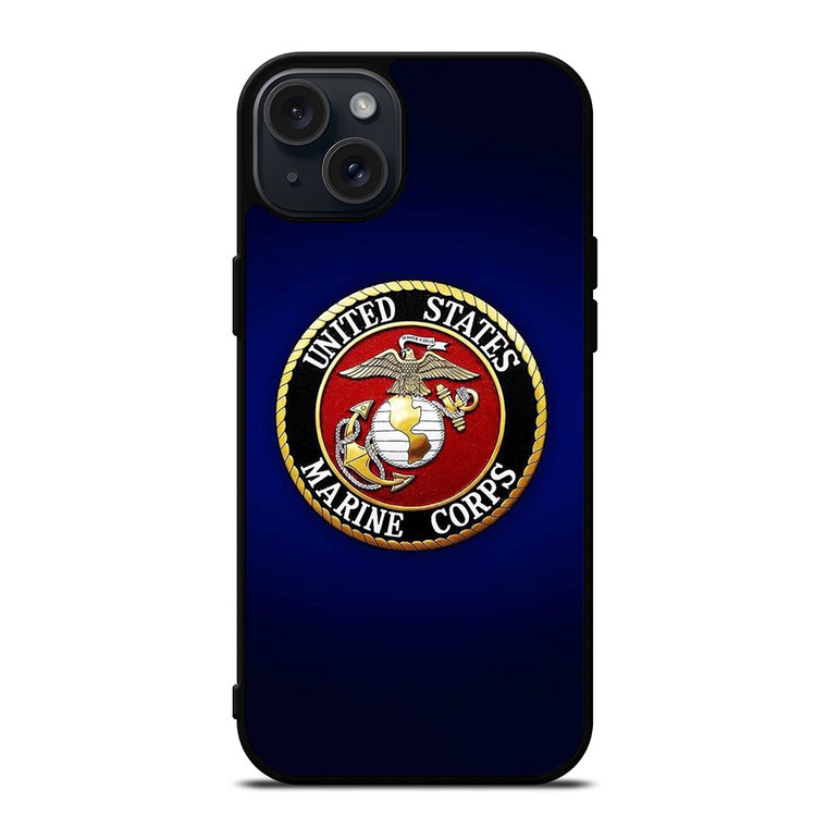 UNITED STATES US MARINE CORPS LOGO BLUE iPhone 15 Plus Case Cover