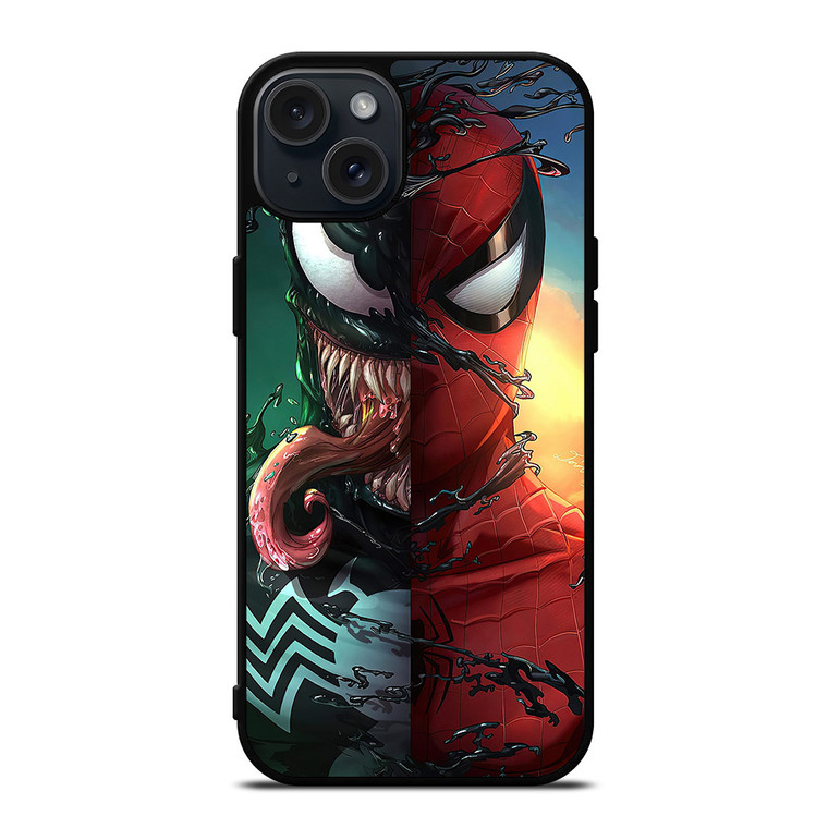 VENOM V SPIDERMAN FACE SUPERHERO MARVEL COMICS iPhone 15 Plus Case Cover