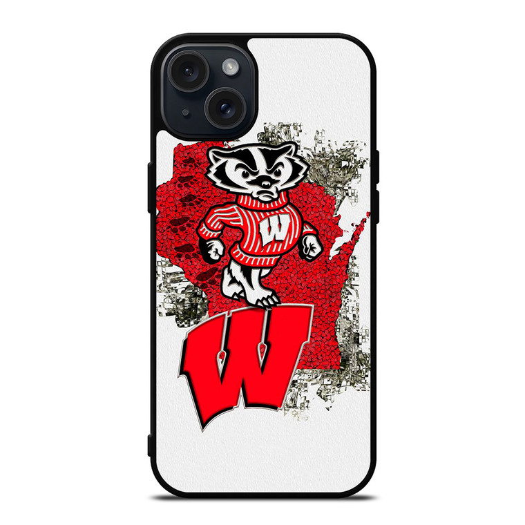 WISCONSIN BADGERS UNIVERSITY FOOTBALL LOGO iPhone 15 Plus Case Cover