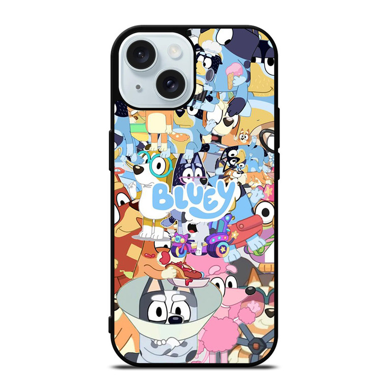 BLUEY CARTOON CHARACTERS COLLAGE iPhone 15 Case Cover
