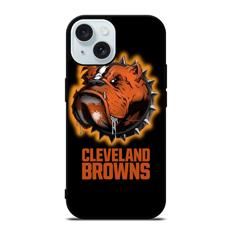 CLEVELAND BROWNS FOOTBALL LOGO DAWG POUND MASCOT iPhone 15 Case Cover