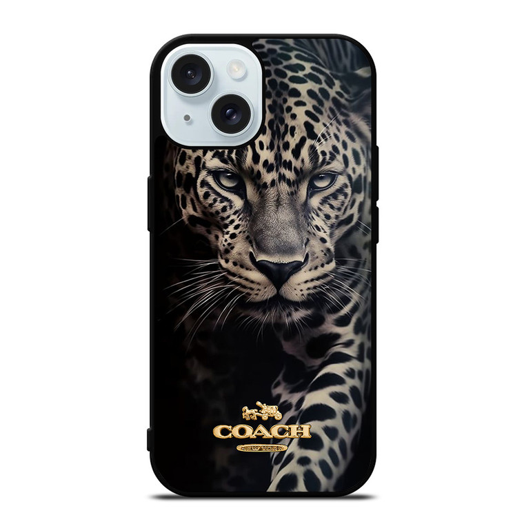COACH NEW YORK LOGO LEOPARD iPhone 15 Case Cover