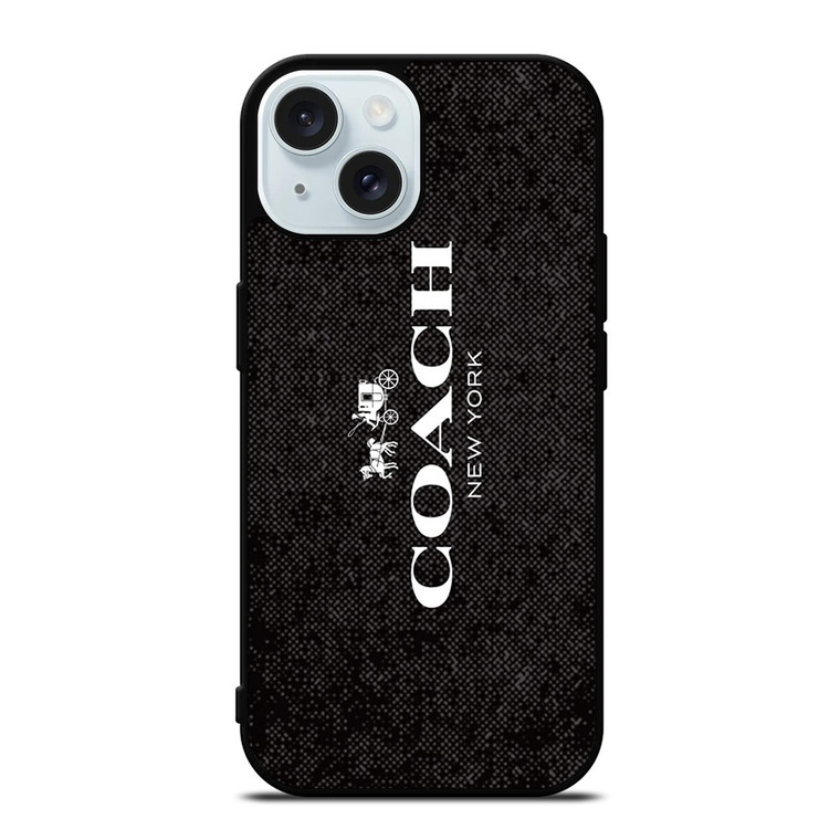 COACH NEW YORK LOGO ON BLACK FABRIC iPhone 15 Case Cover