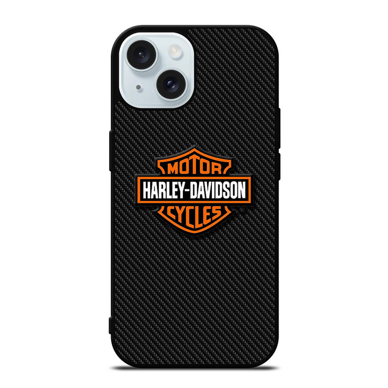 HARLEY DAVIDSON MOTORCYCLES LOGO CARBON iPhone 15 Case Cover