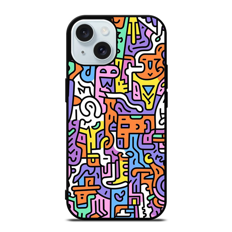 KEITH HARING ART COLORFUL STYLE iPhone 15 Case Cover
