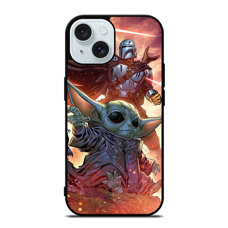 MANDALORIAN AND BABY YODA STAR WARS iPhone 15 Case Cover