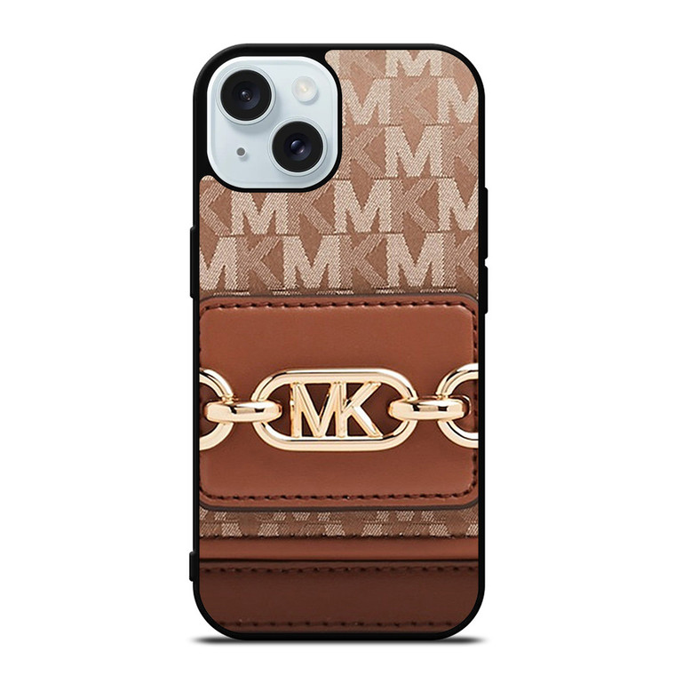 MK MICHAEL KORS LOGO BROWN BAG iPhone 15 Case Cover