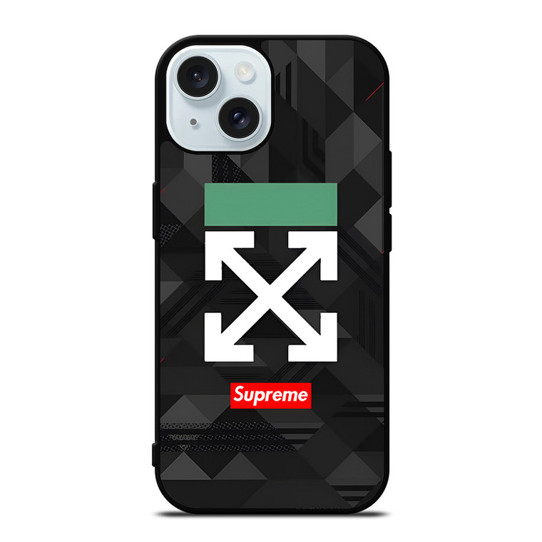 OFF WHITE LOGO SUPREME ICON iPhone 15 Case Cover