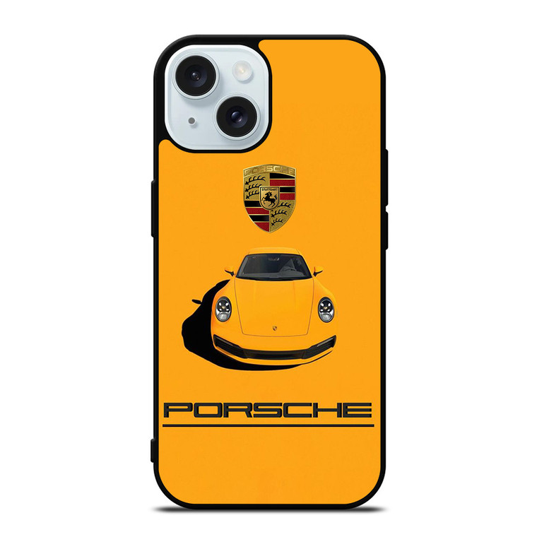 PORSCHE CAR LOGO YELLOW iPhone 15 Case Cover