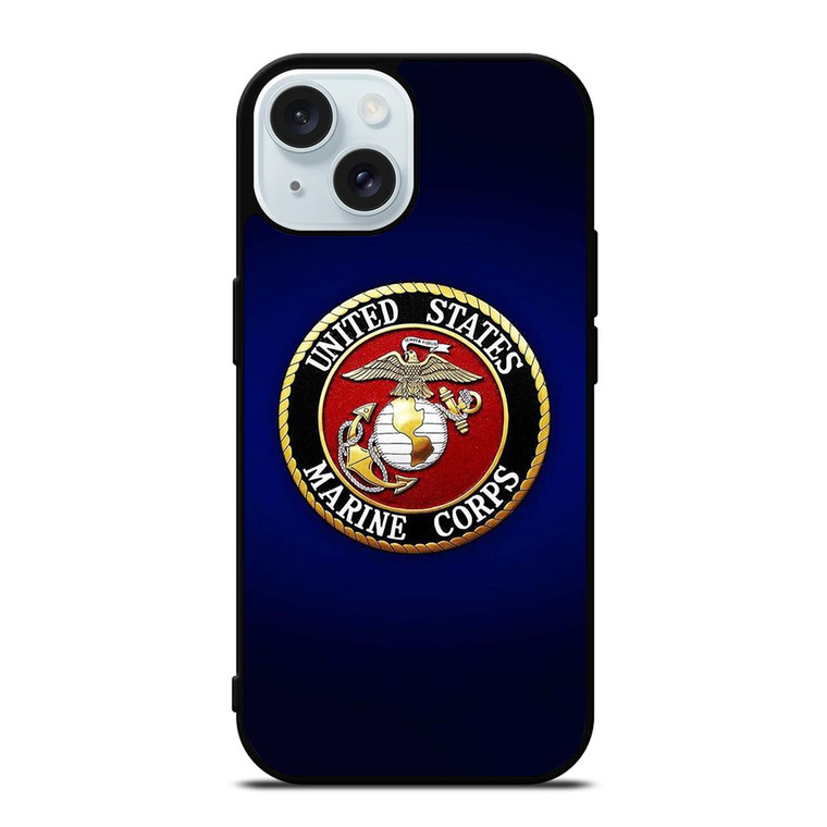 UNITED STATES US MARINE CORPS LOGO BLUE iPhone 15 Case Cover