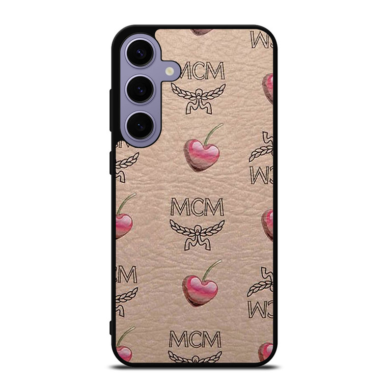 MCM LOVE CHERRIES BROWN LEATHER Samsung Galaxy S24 Plus Case Cover
