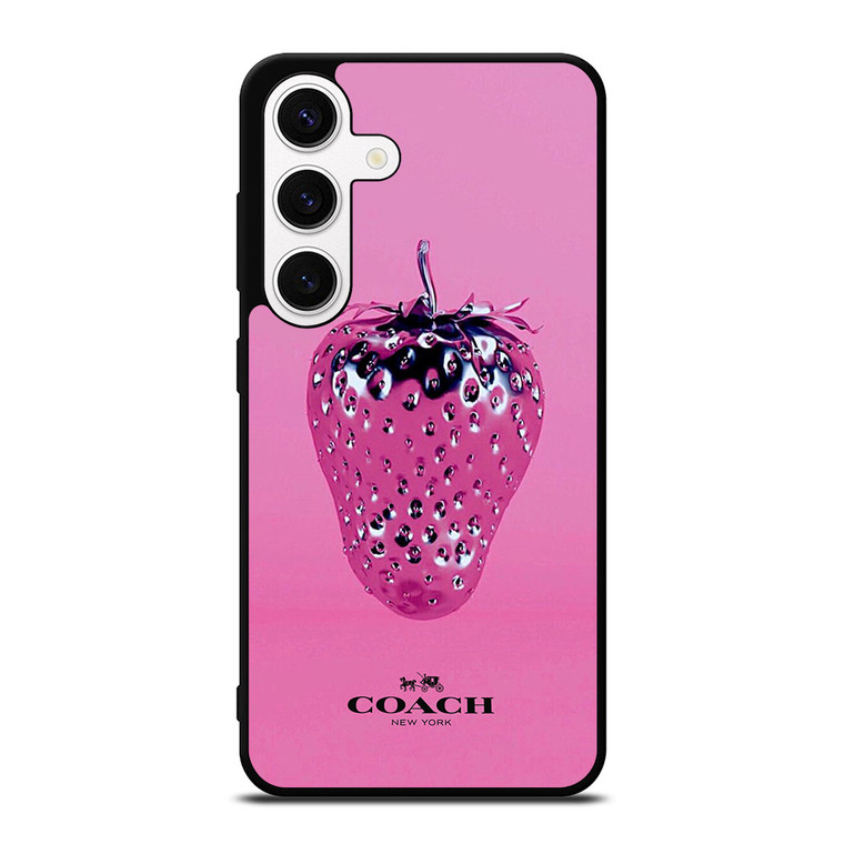 COACH NEW YORK LOGO SILVER STRAWBERRY ICON Samsung Galaxy S24 Case Cover