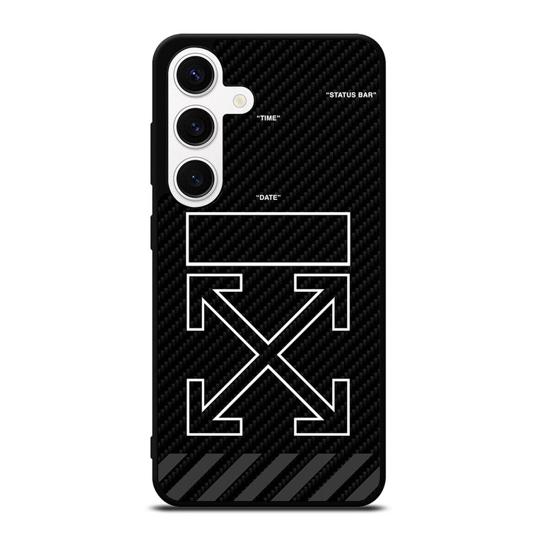 OFF WHITE LOGO TIME DATE CARBON Samsung Galaxy S24 Case Cover