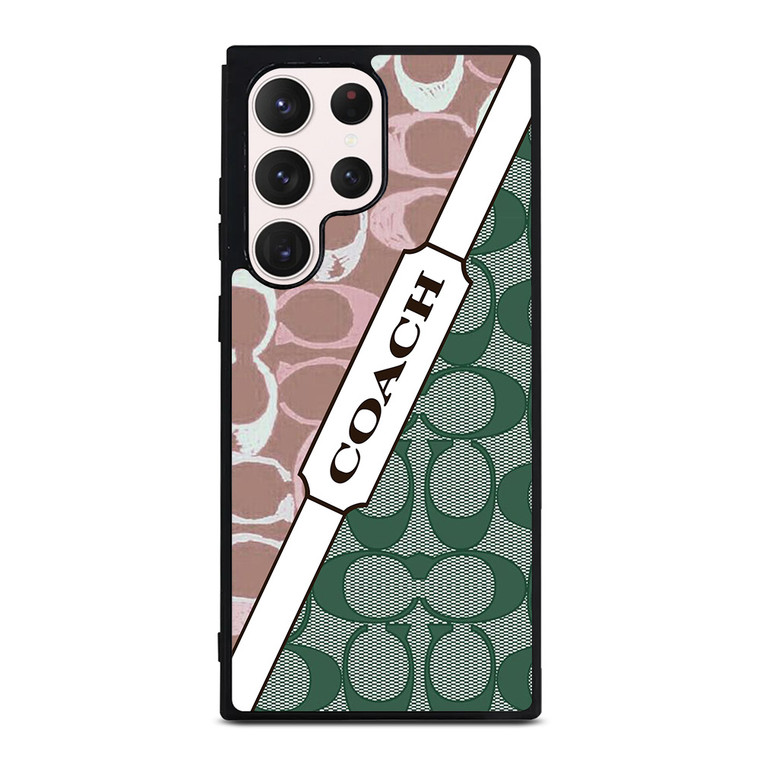 COACH NEW YORK LOGO PINK GREEN PATTERN ICON Samsung Galaxy S23 Ultra Case Cover