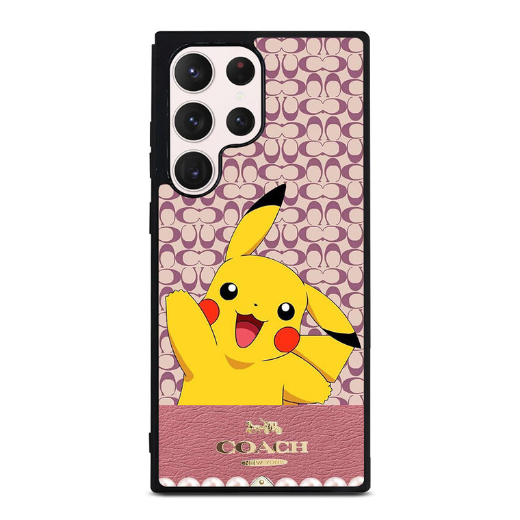 COACH NEW YORK LOGO PINK X PIKACHU POKEMON Samsung Galaxy S23 Ultra Case Cover