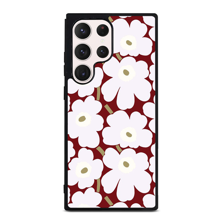 MARIMEKO HERITAGE WHITE RED FLOWER Samsung Galaxy S23 Ultra Case Cover
