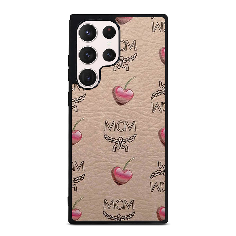 MCM LOVE CHERRIES BROWN LEATHER Samsung Galaxy S23 Ultra Case Cover MCM LOVE CHERRIES BROWN LEATHER Samsung Galaxy S23 Ultra Case Cover