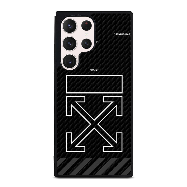 OFF WHITE LOGO TIME DATE CARBON Samsung Galaxy S23 Ultra Case Cover